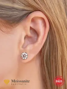 Simple Snowflake Shape Synthetic Moissanite Stud Earrings, S925 Sterling Silver Luxury Wedding Earrings, Fine Jewelry for Women
