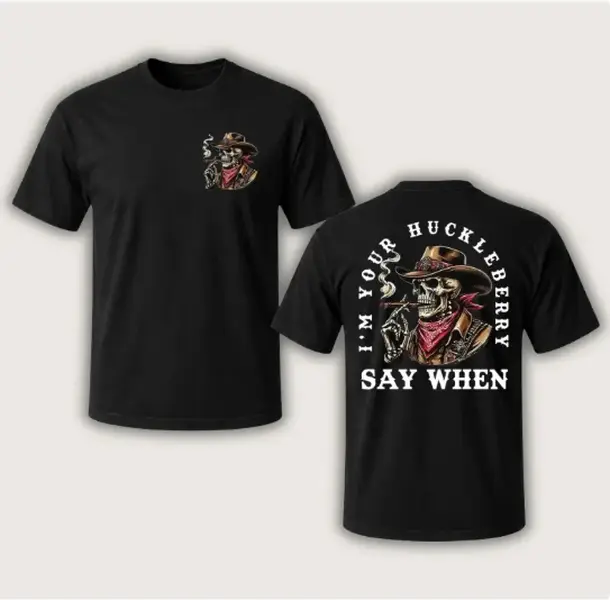I'm Your Huckleberry Shirt, Funny Western Movie Graphic Tee, Cowboy Quote T-Shirt, Retro Western Apparel, Vintage Cowboy Graphic Shirt, Movie Fan Gift, Unisex Casual Clothing