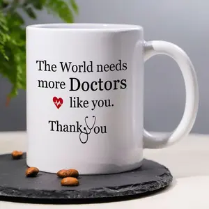 1pc 11oz Ceramic Coffee Mug - Thank You Doctor Appreciation Gift with "The World Needs More Doctors" Quote & Red Heart Design, Dishwasher Safe Medical Professional Cup for Healthcare Workers, Nurses, Graduation Gifts, Grateful Sentiment, Durable Print