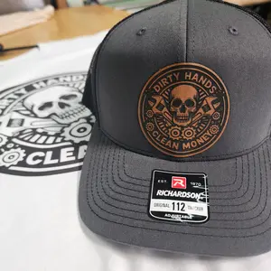 Dirty Hands Clean Money Blue Collar  - Leather Patch Richardson 112 Snapback Trucker Hat Multiple Colors Blue Collar Worker Gear