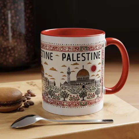 Palestine Coffee Mug, Palestinian Mosque Cup, Middle East Aesthetic Drinkware.