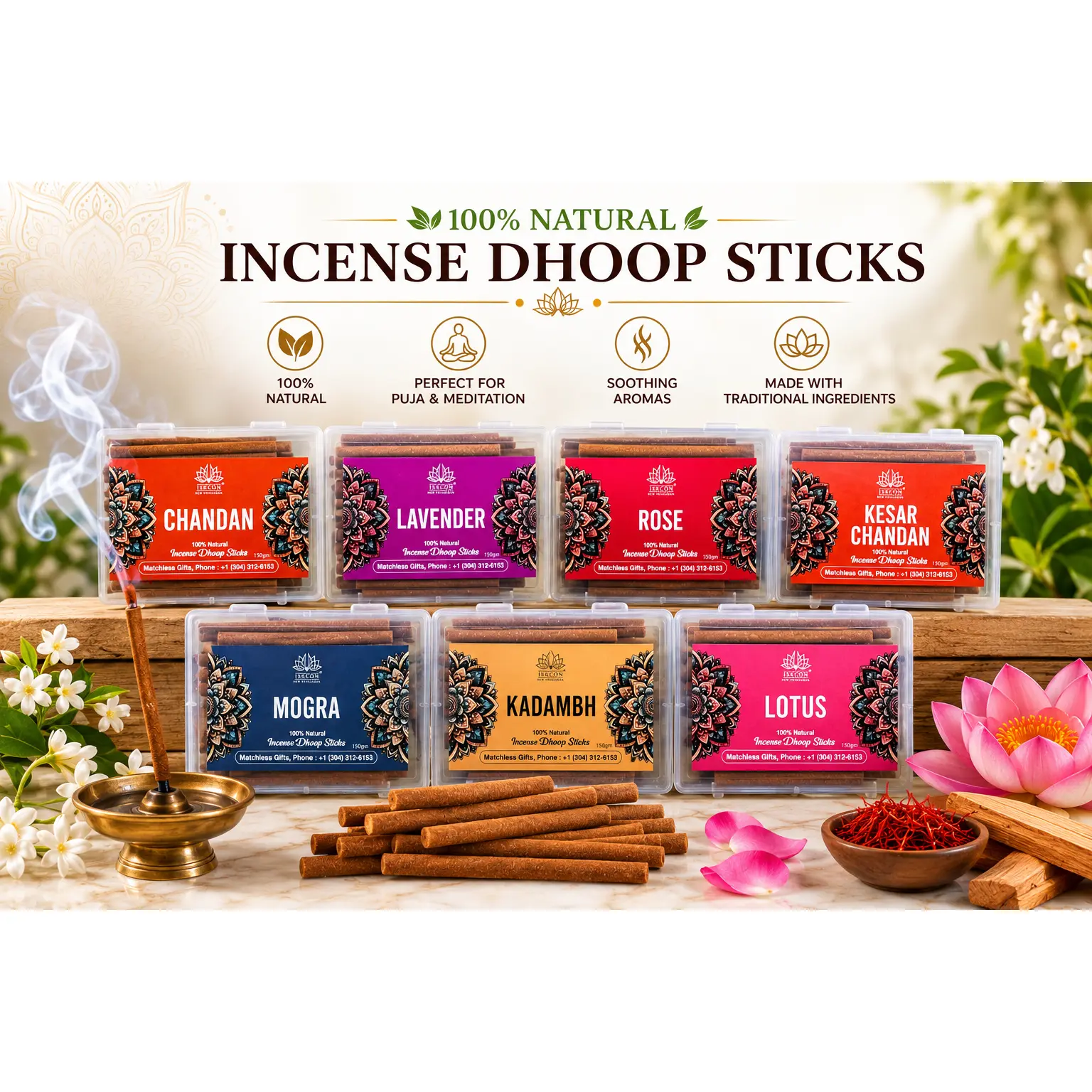 Natural Incense Dhoop Sticks Variety Pack