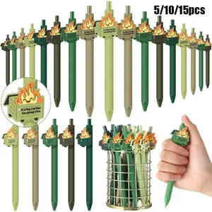 5/10/15Pcs bin fire themed gift set Fun bin fire ballpoint pens Funny Teacher Pens Emotional gratitude pens Support pens for staff, colleagues and teams Office Christmas gifts