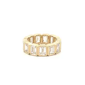 14K Gold 6.4MM Emerald Bezel Lab Grown Diamond Fashion Band
