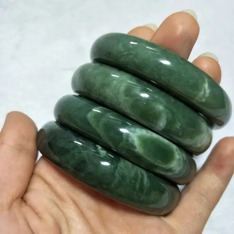 Women's Genuine Grade A Myanmar Jadeite Bangle, 100% Pure Natural Healing Gemstone Bracelet, Fine Fashion Costume Jewelry