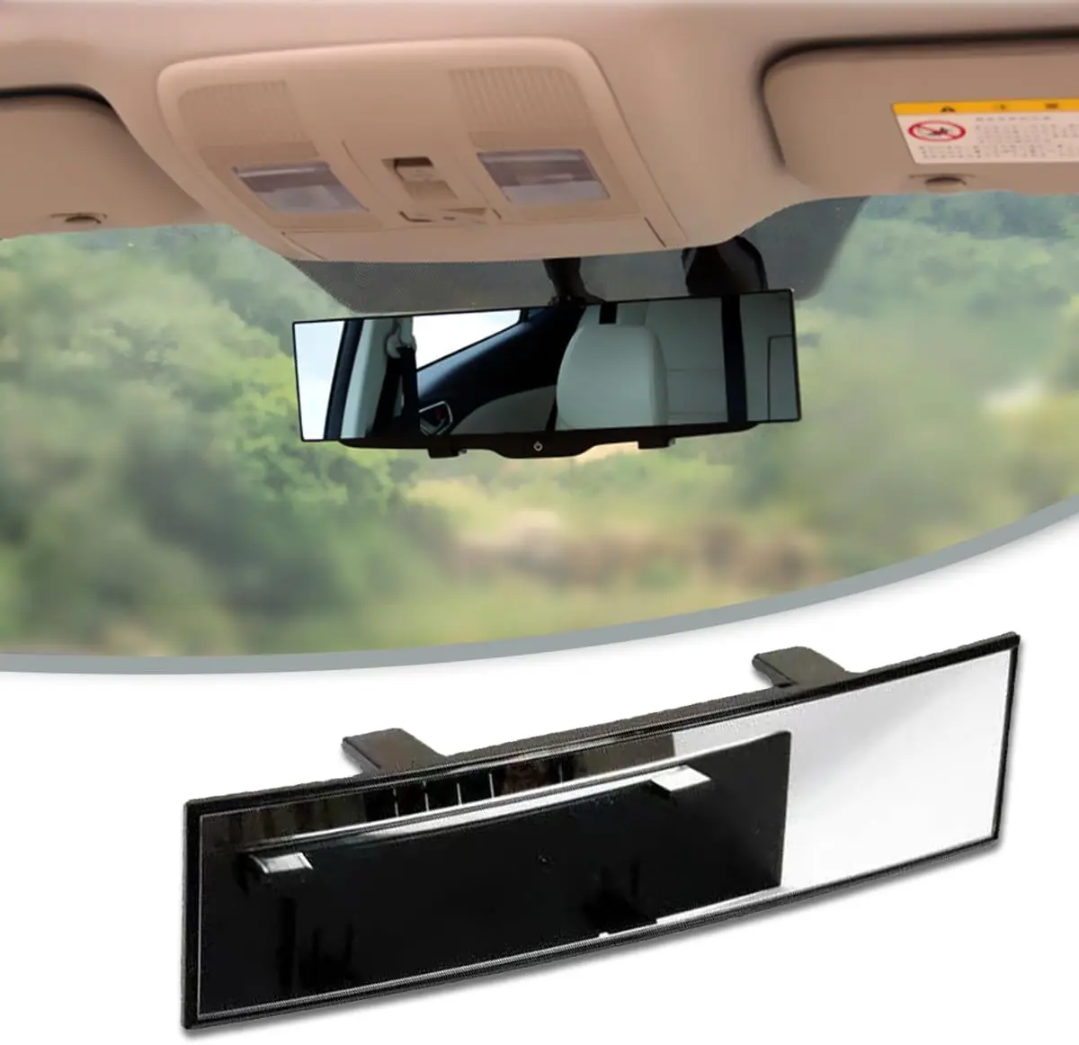 Rear View Mirror for Car, Mirrors Universal 12 Inch Interior Clip On Panoramic Rearview Mirror