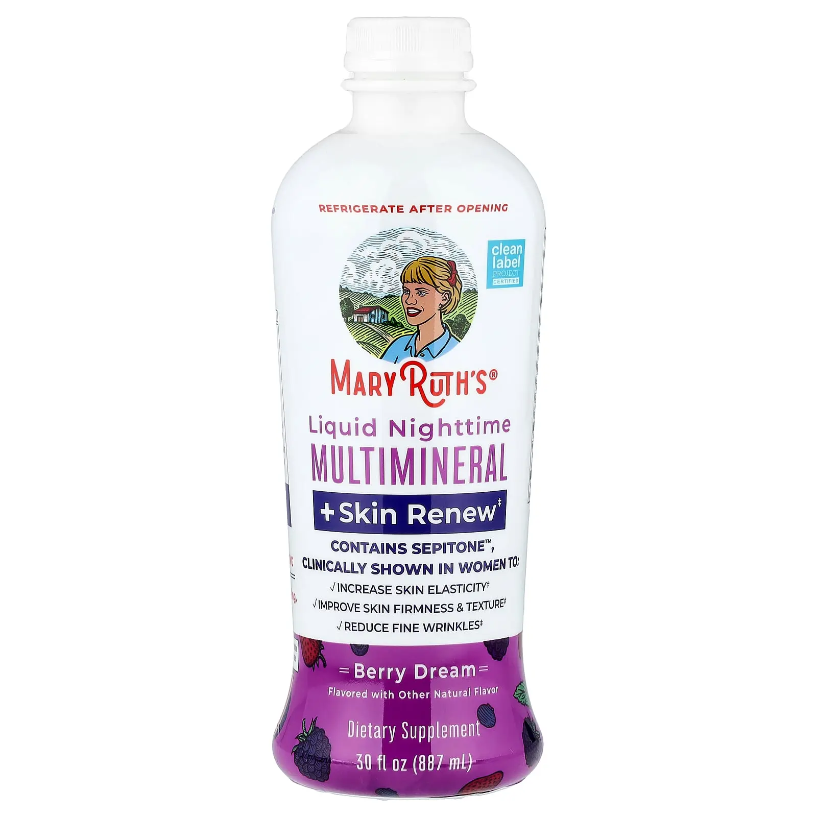 MaryRuth's Liquid Nighttime Multimineral + Skin Renew, Berry Dream, 30 fl oz (887 ml)