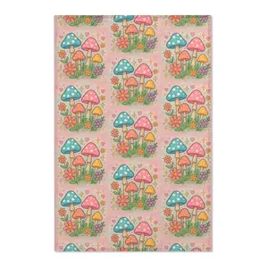 Pastel Mushroom Pattern Area Rug | Cute Floral Toadstool Nursery Rug