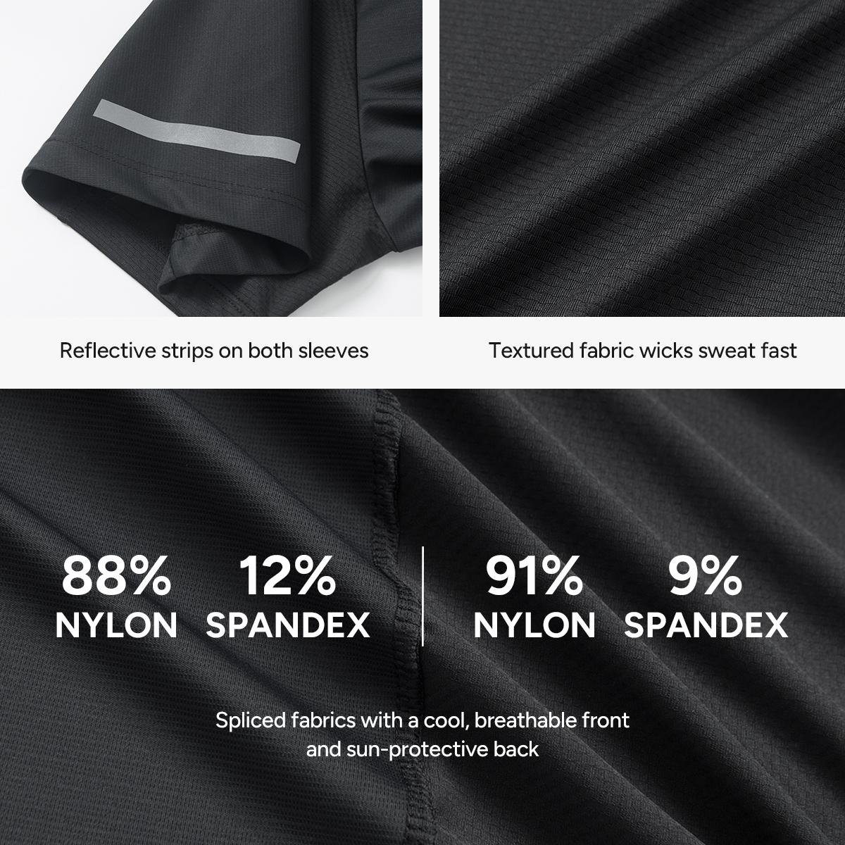 Nebility Men's Workout Shirts Quick Dry Moisture Wicking with Reflective Strips Lightweight Mesh Athletic Tees Comfortable Slim Round Neck for Running Gym Training Summer