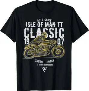 100% cotton Unisex Isle Of Man TT Races Manx Classic Grand Prix Road Racing T-Shirt