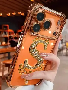 Gold Diamond Letter S Case for iPhone & Samsung | Airbag Electroplated Shell | Luxury Protection