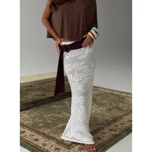 Opresia Crochet Maxi Skirt White