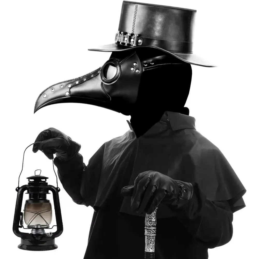 Steam Punk Plague Doctor Mask Leather Bird Beak Long Nose Mask Halloween Role Play Costume Accessory, No Accessories Included
