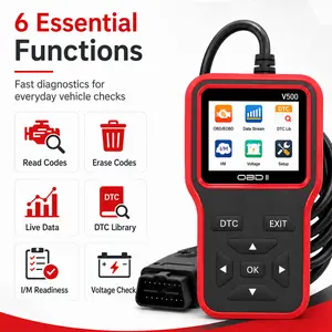 V500 OBD2 Scanner Code Reader, Car Engine Fault Diagnostic Tool with Live Data, DTC Lookup, I/M Readiness, Battery Voltage Check, Plug & Play OBDII Scan Tool for Vehicle Maintenance