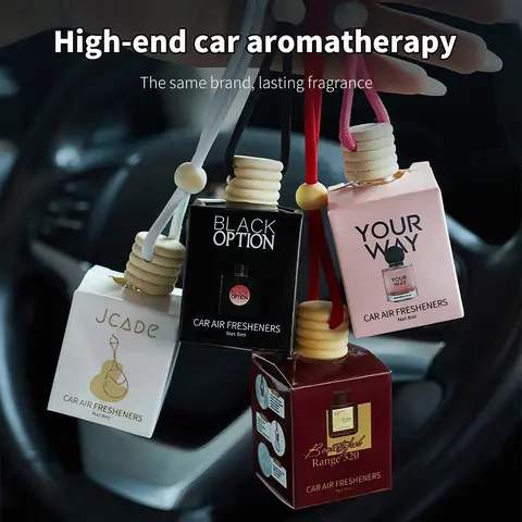 4 Pack 8ML Hanging Car Air Freshener, 4 Scents, Long Lasting Fragrance, Odor Eliminating, Stylish Diffuser, Car Interior Accessories
