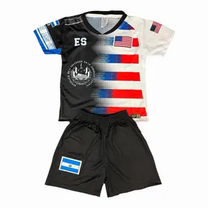 El Salvador/USA Soccer Set Black Unisex Jersey & Shorts