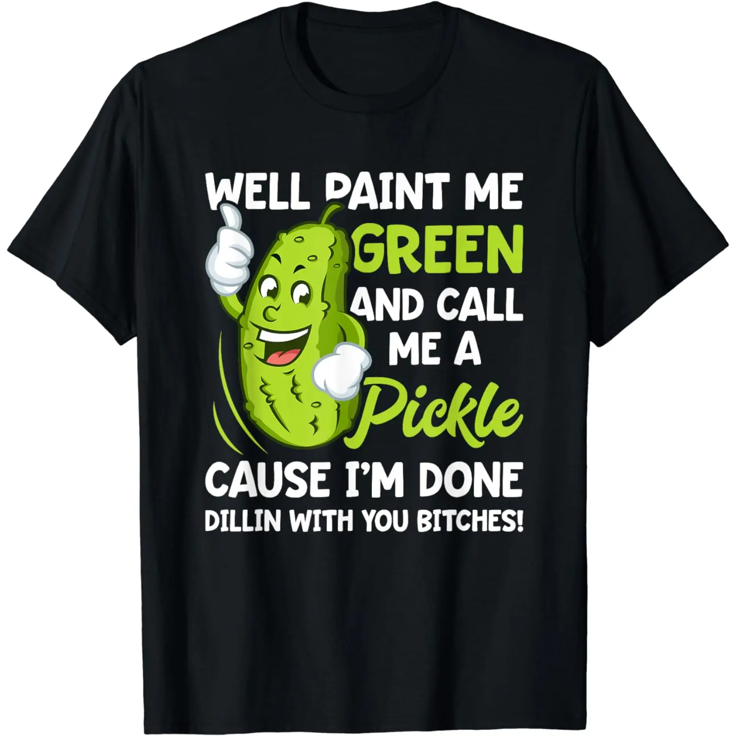 [100% Cotton] Funny Pickle Lover T-Shirt With A Playful Attitude And Thumbs Up. Golf Gift T-Shirt For Men and Women