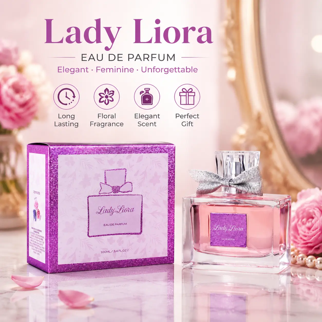 3.4 fl oz Women's Eau De Parfuma Spray, Long-Lasting Perfume, Notes Of  Iris, Peony,Lily Scents, Perfect For Dating, Daily Life, Parties, Gift Giving