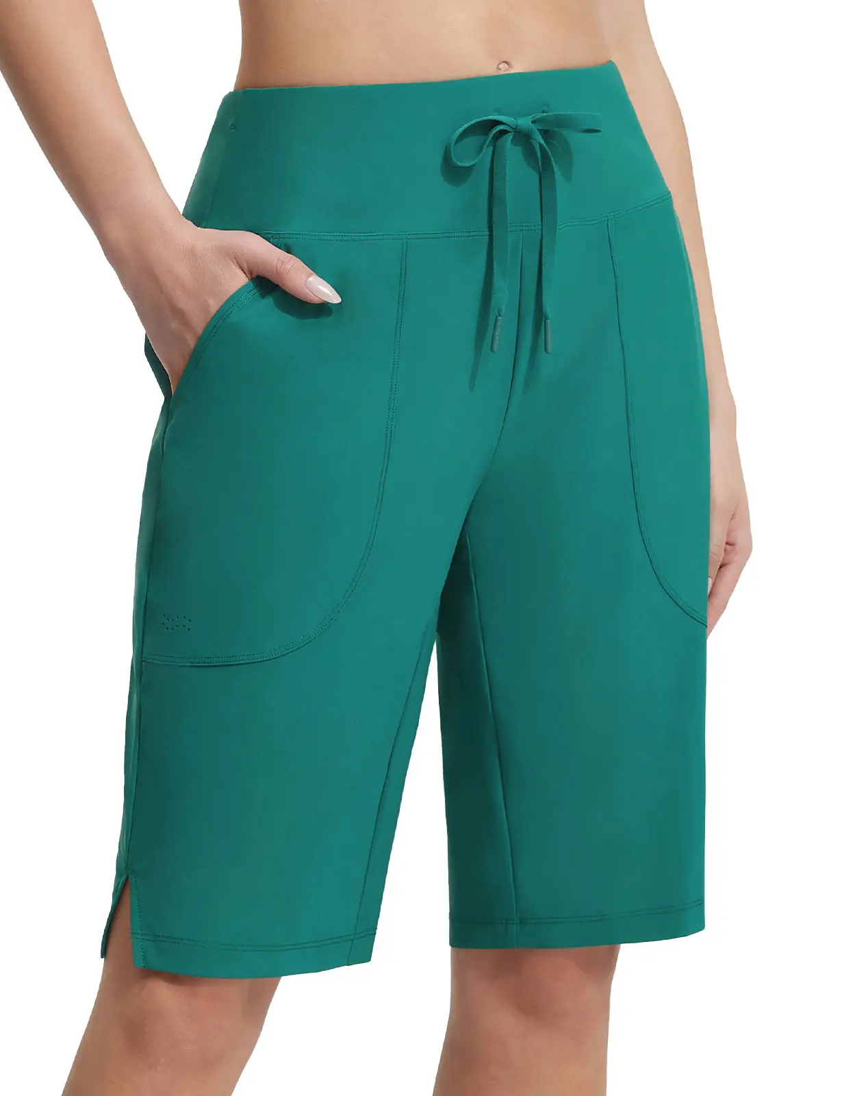 baleaf Women's High Waisted 11" Board Shorts, UPF 50+ Knee Length Tummy Control Swim Trunks with Liner, Pockets & Adjustable Waistband, Swimbottoms, Modest Swimwear