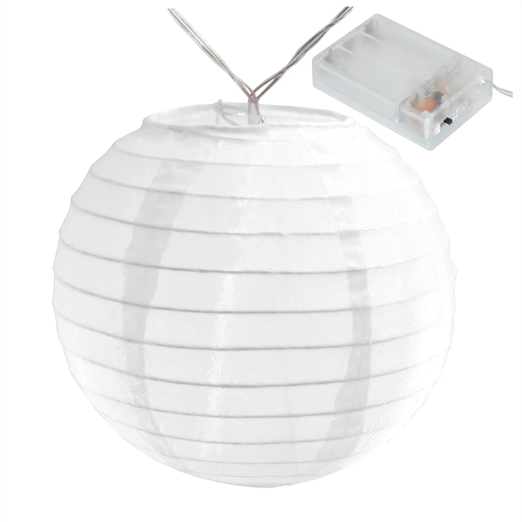 LumaBase Jh Specialties Inc. LED Lantern String - Adult Festive LED Mood Light, DC Power/Battery-Operated, 10 6in Nylon Lanterns, 160in Weatherproof Cord, 72-Hour Run Time, 3 AA Batteries Required, Indoor-Outdoor Home Decor (Bulbs Included)