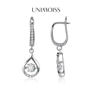 UniMoiss 18K Gold-Plated Moissanite 1ct Y2K Glow of Firefly Teardrop Dangle Earrings Silver-Plated Valentine's Day Wedding Engagement Anniversary Romantic Elegant Gift Daily Wear