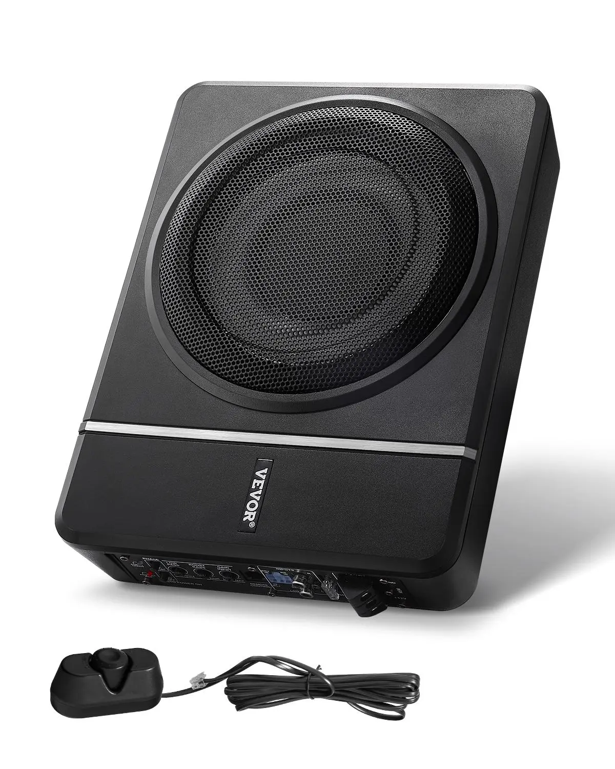 【DealsForYouDays】VEVOR 8" 240W Underseat Car Subwoofer,Slim Powered Car Subwoofers Under the SeatLow Profile Audio Sub Built-in AmplifierHigh/Low Level Input & Volume Controller for SUVsCarTruckRV, Car Audio System, Car Subwoofer Enclosure
