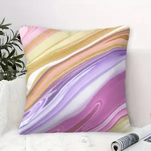 Purple Gold Marble Throw Pillow, Swirl Pattern Cushion, Modern Abstract Marble Texture Decorative Accent Pillow, Includes Pillow Core, For Couch Bed Sofa, Aesthetic Room Decor Gift for Teens Girls