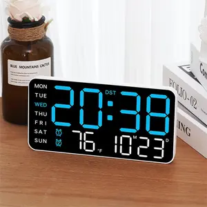 Fashionable Frameless Digital Wall Clock, Multifunctional Design, Dual Display, Temperature Humidity Weather Icons, USB Powered, Modern Living Room Decor, Home Decor