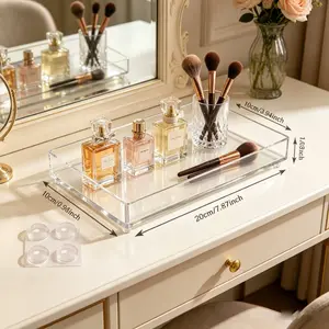 ADISEN Tray 5mm Thicken Clear Acrylic Organizer Tray 7.87* 3.94" for Bathroom Sink Countertops, Dresser Tops, Toilet, Perfume, Soap, Rings, Earrings and Necklace Small Decorative Tray for Home Desk Organizer Storage Tray for Office Supplies and Home tikto