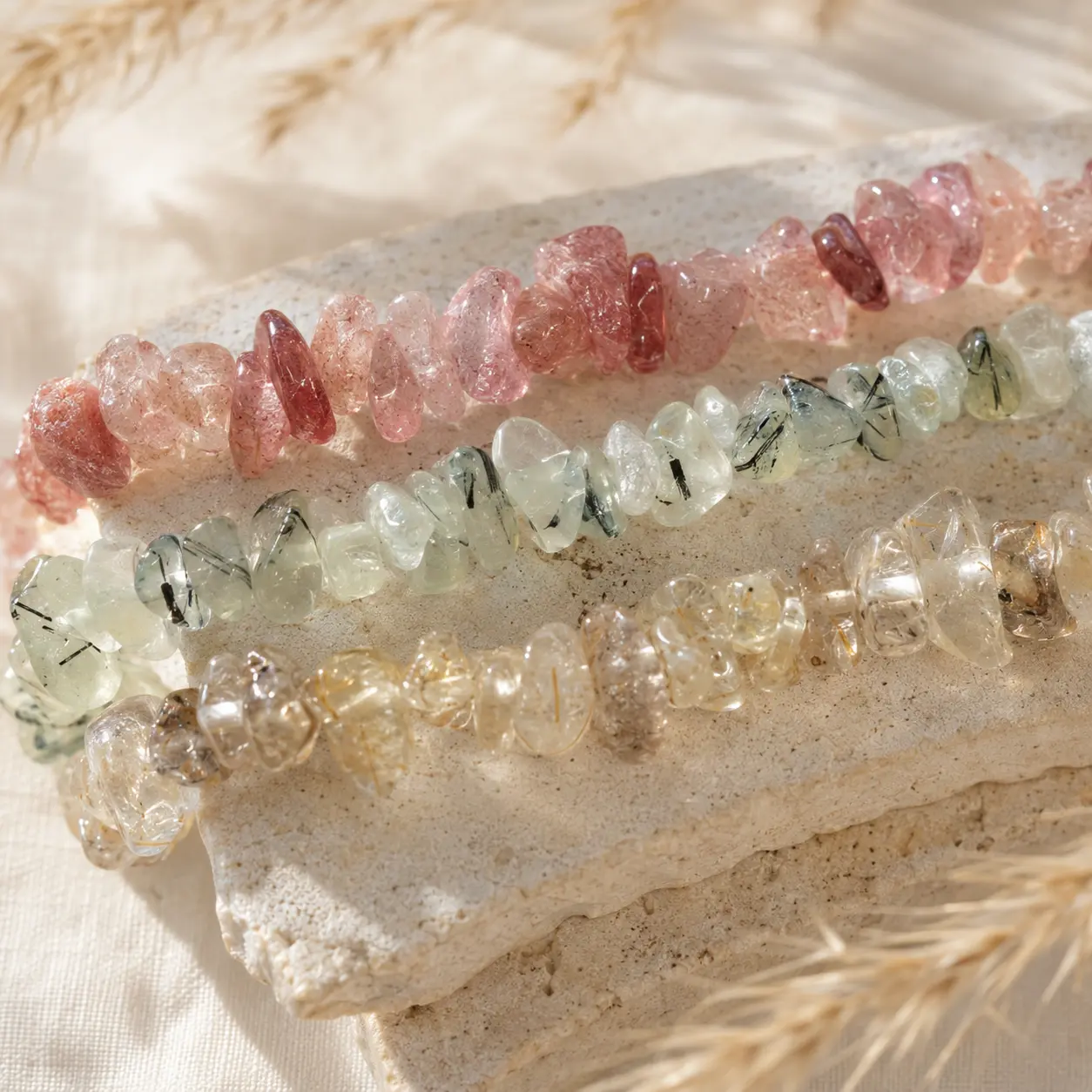 Non-Natural Crystal Crushed Stone Bracelet, 7-Color Non-Natural Stone Chain - Fashion Jewelry Accessories