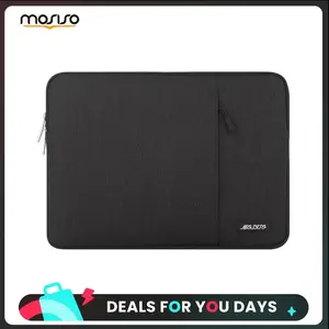 MOSISO 13.3 Inch PU Leather Laptop Sleeve Case with Zip, Padded Interior, Front Pocket, Slim Lightweight Design - 13.58x0.79x10.04 Inches Work/School Accessory for MacBook Air/Pro, HP, Dell, ASUS, Lenovo (Black)