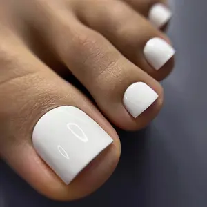 Ladies' Fashionable Toe Nails, Fake Toenails, Pure Color Fake Nail Stickers, Detachable DIY Nail Extension Kit, Home Nail Art Set