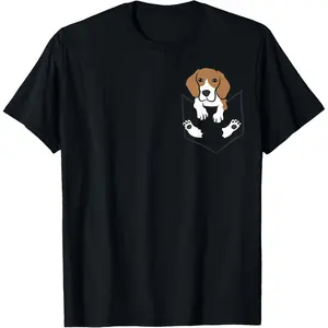 100% Cotton Beagle Dog In The Pocket Cute Pocket Beagle T-Shirt for Men Women Girls
