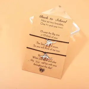 Back to School Gift Dinosaur Bracelet Mother Daughter/Son Matching Wish Bracelets Set for 2, First Day of School, Mother Daughter/Son Gift