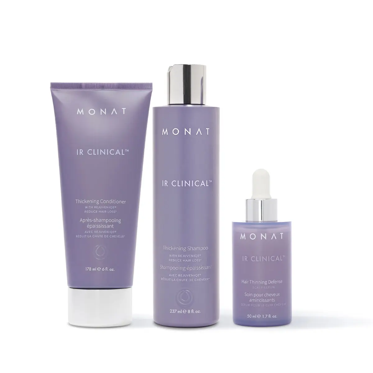 MONAT IR Clinical Hair Thinning Defense System | Thickening Shampoo, Conditioner & Scalp Serum for Fuller-Looking Hair