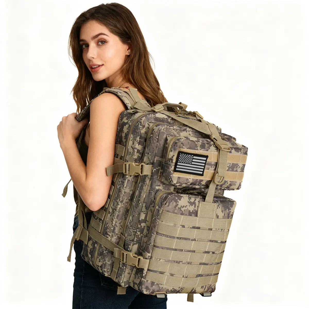 Camouflage Sturdy Tactical Military Backpack - Waterproof 3-Day Assault Water Resistant Daypack, Fits 17" Laptop, for Outdoors Training, Rucking