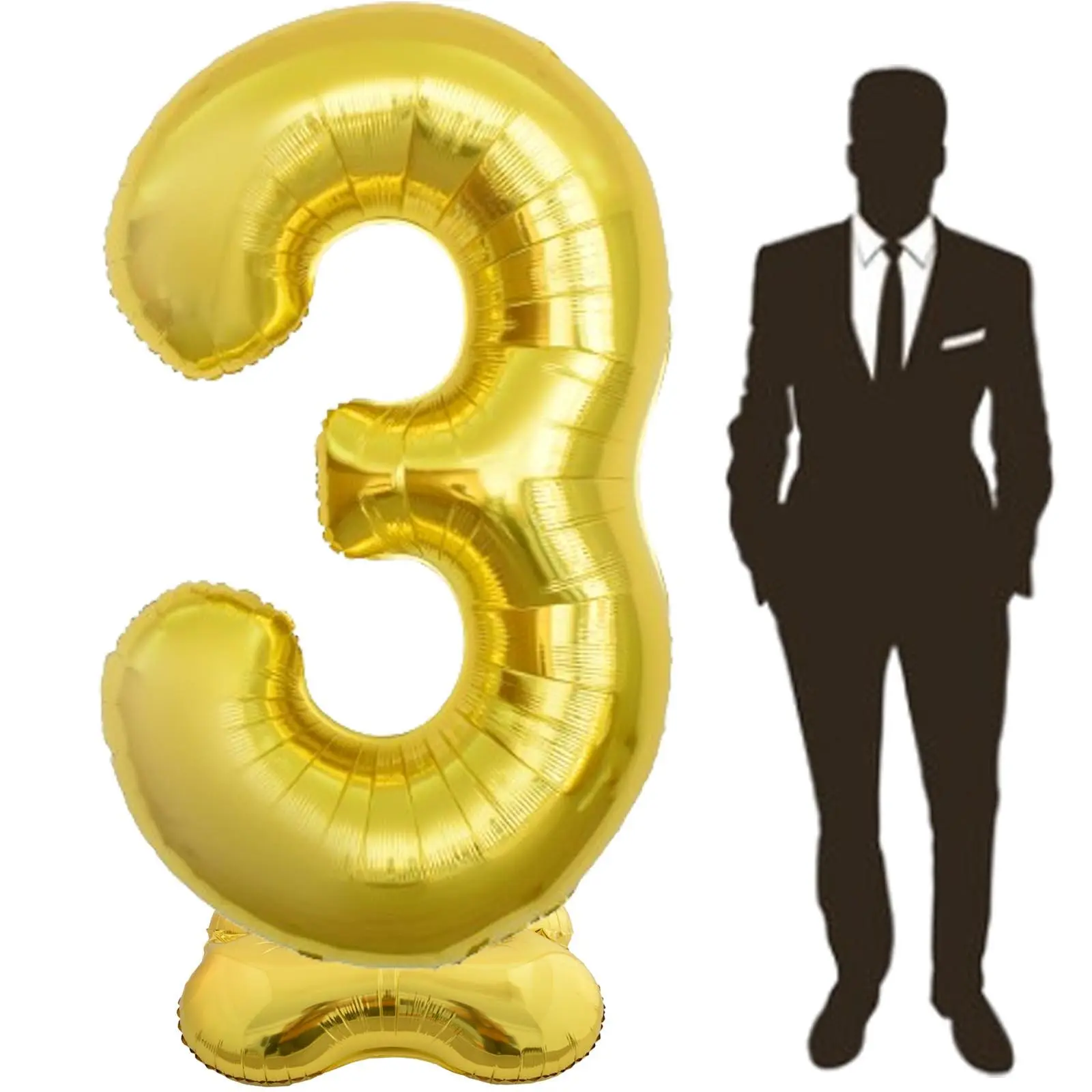 65 Inch Giant gold Foil Number Balloon,Old Children's Birthday Party Helium Balloon Wedding And Celebration Themed Party Decoration Supplies (3