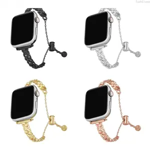 OEM 2026 Braided Leather Chain Apple Watch Band, Gothic Punk Style Strap with Safety Chain, Adjustable Luxury Replacement Compatible with Series 10/9/8/7/6/5/4/SE/Ultra, Stylish for Daily Wear & Night Out