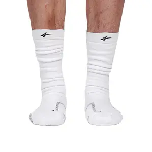 SPO Pro White Terry Cushioned Basketball Crew Training Sports Socks — No Sore Feet, Impact Protection, Compression & Moisture-Wicking Cool Dry Comfort | For Basketball, Running & Gym | Unisex Youth & Adults
