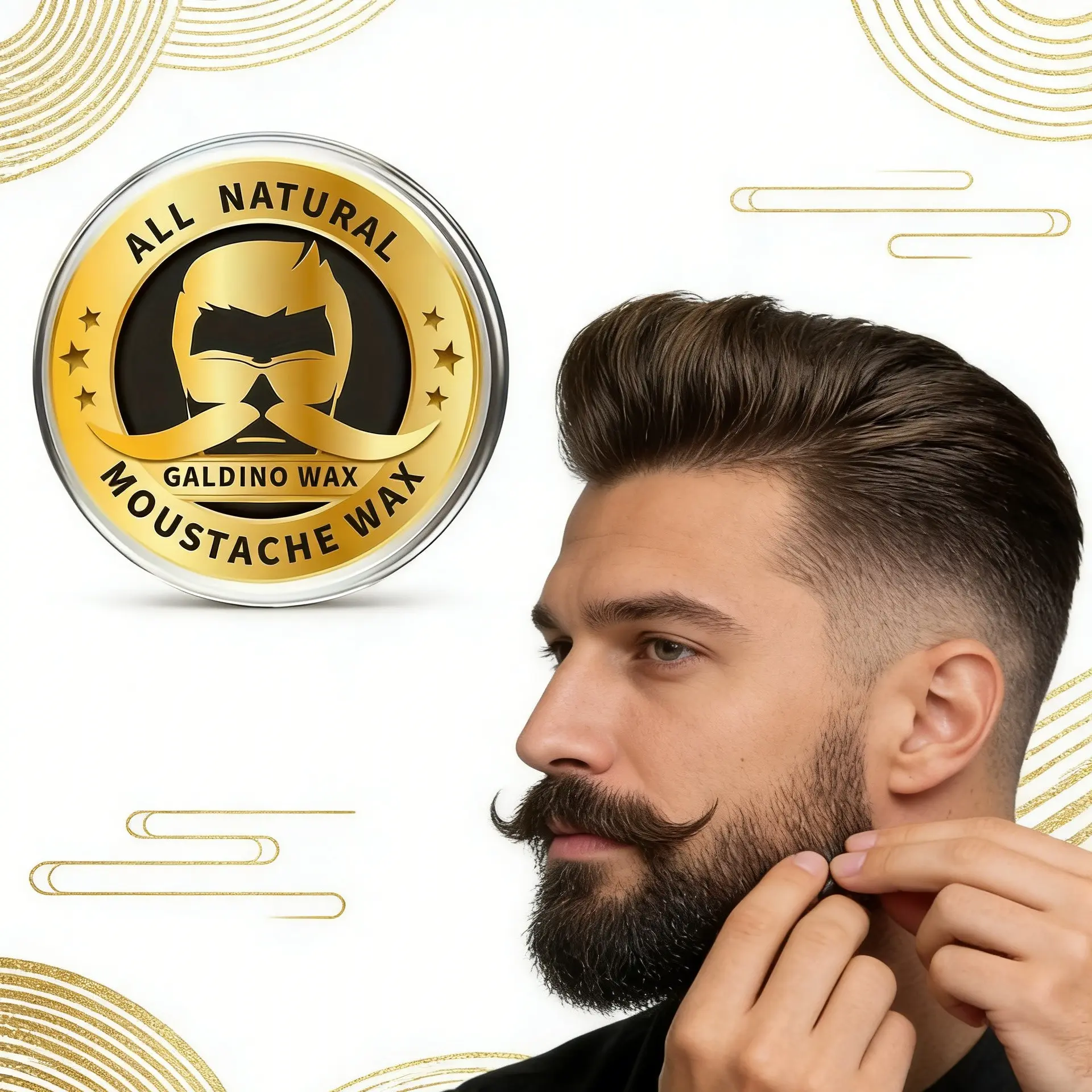Men's Premium Quality Mustache Wax, Smooth Cream Texture, Long-Lasting Hold, No Irritating Chemicals, All Natural, Natural Ingredients, Natural Mustache Wax for Handlebar & Full Face, Gentle for Daily Use