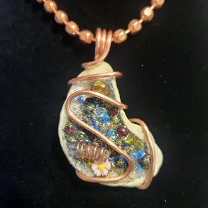 Copper Wrapped Orgone InnerG Seashell Pendant With 1/4 inch Copper Necklace Unique Organic Design EMF Protection & Grounding