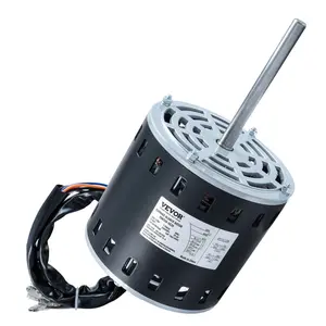 VEVOR 3/4HP Furnace Blower Motor, 208/230V 3.85Amps, 1075RPM 5 Speeds, CW/CCW Rotation, 48 Frame 4.8" Shaft Length, 10μF/450V Capacitor + 11" Hold Hoop