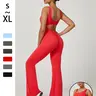 Women's Sporty Backless Yoga Jumpsuit, High-Waisted Wide-Leg Pants, Sleeveless Slim Fit, All Seasons, Commuter & Outdoor Wear, Backless Sports Jumpsuit, Workout Jumpsuit, Yoga Workout Jumpsuits
