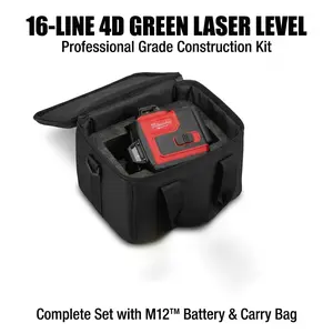 Milwaukee 16-Line Horizontal Vertical Cross Laser Level For Wall And Floor Applications With M12 12V Lithium Battery And Magnetic Base