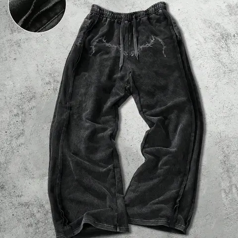 Men's Comfortable Long Pants, Breathable Sweat-Absorbing Fabric, Casual Spring & Fall Sports Wide Leg Joggers, Wide Leg Sweatpants, Casual Street Style