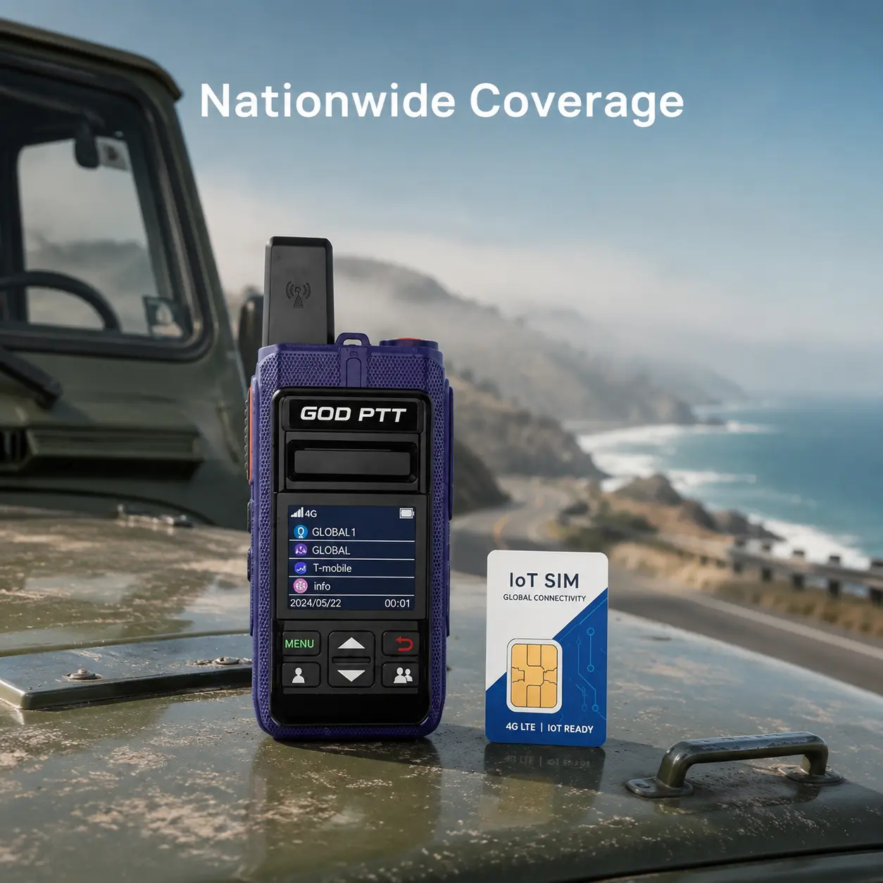Handheld Lightweight Dual Band DMR 4G LTE Portable 2-Way Radio with GPS, USB-C Programming Antenna, Rechargeable Battery, Ergonomic PTT Button, Long Standby for Outdoor Team Work, Compatible with AT&T, T-Mobile, US Cellular