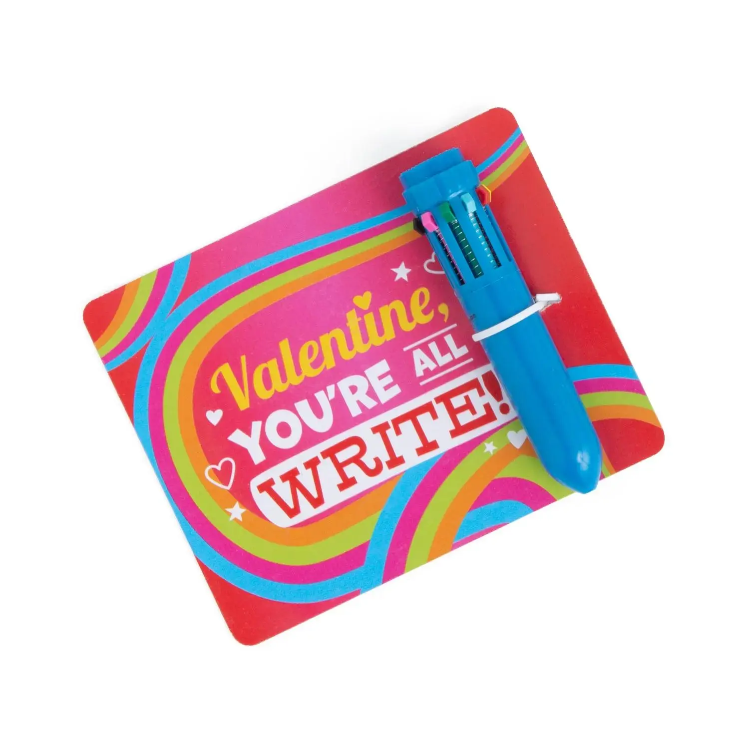 12-Pack Plastic Mini Neon Writing Pens Kit - 10 Ink Colors, Push Button Shuttle, 3.75in, Cardstock Fun Cards, Kids' Valentine's Day Classroom Gift, Home & Festive Party Bag Supplies, Gift Baskets Inclusions