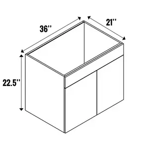 Blanco Gloss - Hanging Drawer Sink Base Cabinet - 36"W x 22.5"H x 21"D - Frameless Cabinet