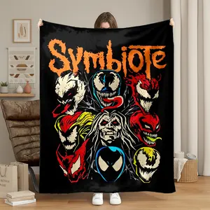 1pc Venom Coiled Flannel Blanket, HD Digital Print Design, Soft Comfortable All-Season Nap Blanket, Multi-Purpose Gift for Sofa Office Camping Travel, Casual Soft Blanket