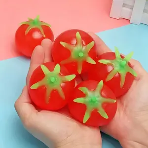 Funny Tomato Soft Squishy Fidget Toy Realistic Fruit Shape Stress Relief Decompression Play Hobby Toy Elastic Squeeze Sensory Leisure Plaything Cute Portable Entertainment Collectible Toy For Kids Adults Daily Relaxing Pastime Play Gifts